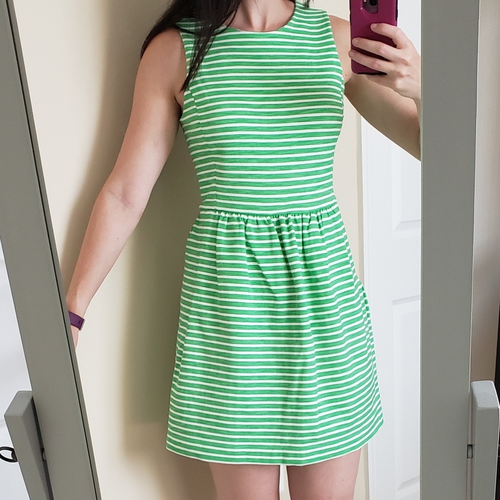 J.Crew Factory Daybreak Green Striped Dress NWOT Sz 6